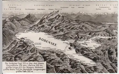 (13663) Foto AK Bodensee, Karte, nach 1945