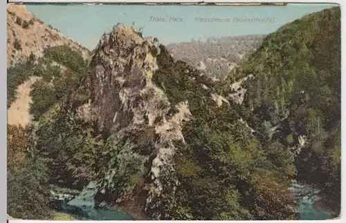 (13539) AK Thale, Harz, Heuscheune, Bodeschleife, vor 1945