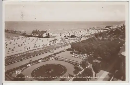 (13504) Foto AK Zinnowitz, Strand und Gartenanlagen 1928