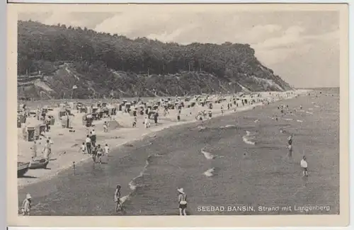 (13497) AK Bansin, Strand mit Langenberg 1933