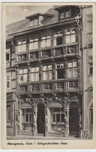 (13425) AK Wernigerode, Haus mit Holzschnitzereien, vor 1945
