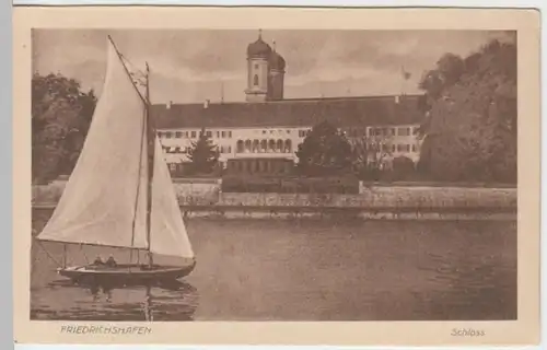 (13366) AK Friedrichshafen, Bodensee, Schloss, Segelboot, um 1923