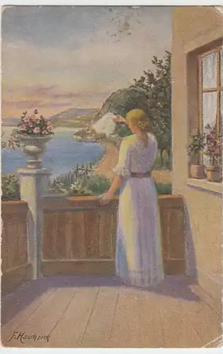 (13326) Künstler AK F. Haschzick, Auf Wiedersehen 1917