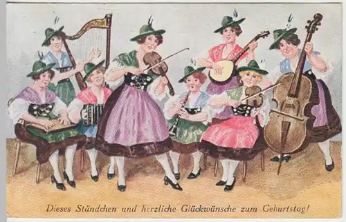 (13274) AK Geburtstag, Damenkapelle 1930