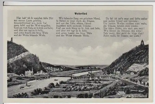 (13260) AK Liedkarte, Porta Westfalica, Weserlied, vor 1945