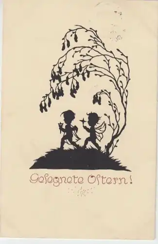 (13244) AK Ostern, Scherenschnitt 1935