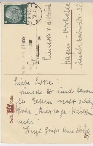 (13244) AK Ostern, Scherenschnitt 1935