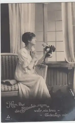 (13216) Foto AK Sprüche, Höre was die Blümlein sagen 1918
