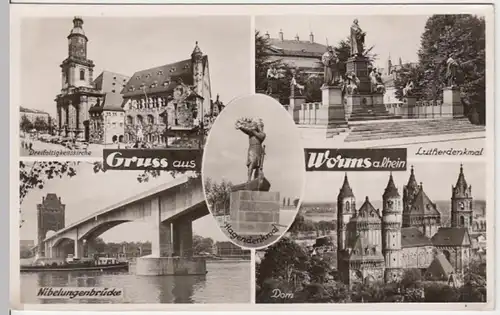 (8978) Foto AK Worms, Rhein, Mehrbildkarte 1956