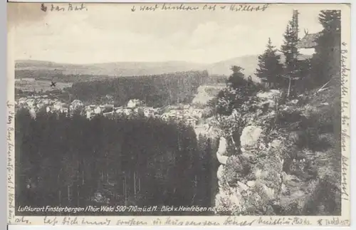 (8977) AK Finsterbergen, Blick vom Heinfelsen nach Blockhütte 1953