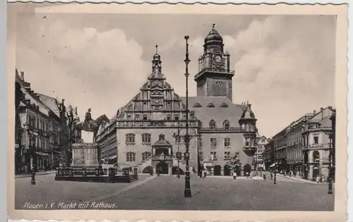 (8967) AK Plauen, Markt mit rathaus 1943