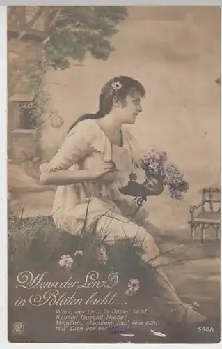 (13170) Foto AK Sprüche, Wenn der Lenz in Blüten lacht, vor 1945
