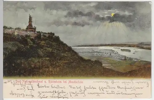 (13084) AK Rüdesheim am Rhein, Mondscheinkarte 1904