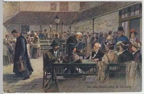 (13069) Künstler AK F. K., Der alte Peterskeller in Salzburg 1925