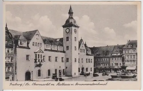 (13051) AK Freiberg, Sachsen, Obermarkt, Rathaus, 1958