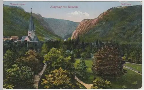(12976) AK Bodetal, Harz, Eingang, Hexentanzplatz, Roßtrappe, vor 1945