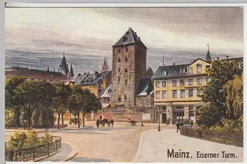 (12923) Künstler AK Mainz, Eiserner Turm, vor 1945