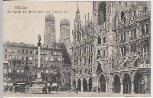 (12907) AK München, Marienplatz geg. Weinstr. und Frauenkirche 1907