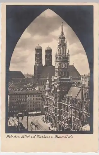 (12893) AK München, Blick a. Rathaus u. Frauenkirche 1937