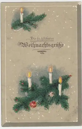 (12870) AK Weihnachten, Tannenzweig mit Kerzen, vor 1945