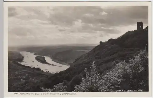 (12490) Foto AK Königswinter, Burg Drachenfels, Nonnenwerth 1933