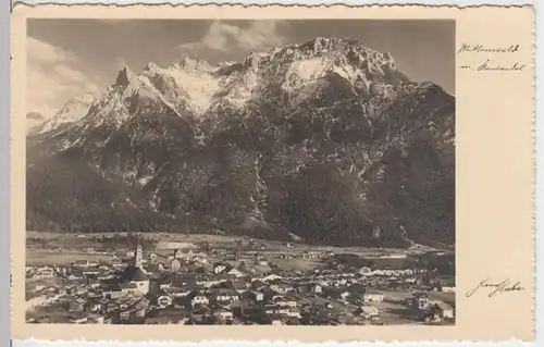 (12486) Foto AK Mittenwald, Panorama, Karwendel, vor 1945