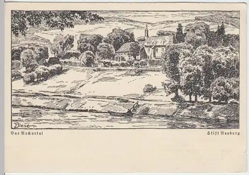 (12443) Künstler AK Biese, Heidelberg, Abtei Neuburg, vor 1945