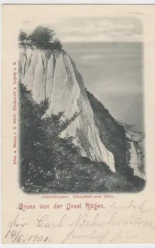 (12366) AK Gruß von der Insel Rügen, Stubbenkammer, Königsstuhl 1901