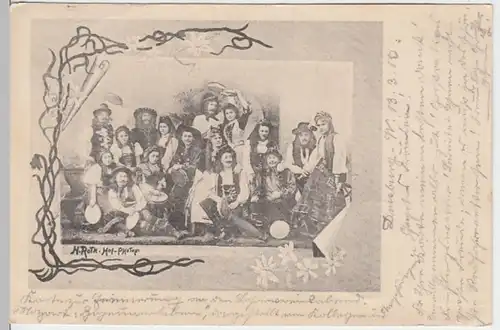(12349) AK Musikergruppe im Kostüm mit Tamburinen 1903