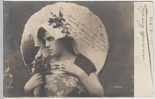 (12343) Foto AK Junge Frau als Rosa Mistica 1903