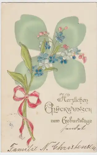 (12339) AK Geburtstag, Prägekarte, Klee 1905