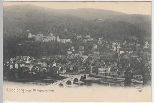 (12301) AK Heidelberg, Schloss, alte Brücke, vom Philosophenweg 1910