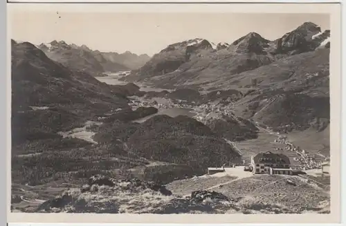(12258) Foto AK Samedan, Blick vom Muottas-Muragl, vor 1945