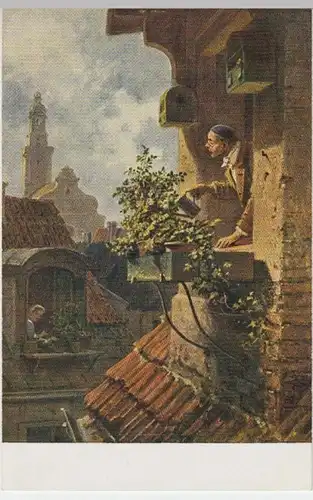 (12222) Künstler AK Carl Spitzweg, Im Dachstübchen, vor 1945
