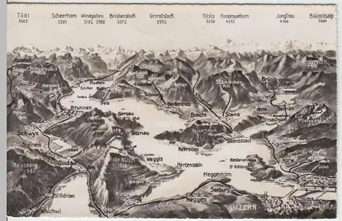 (12102) Foto AK Luzern, Karte mit Vierwaldstättersee