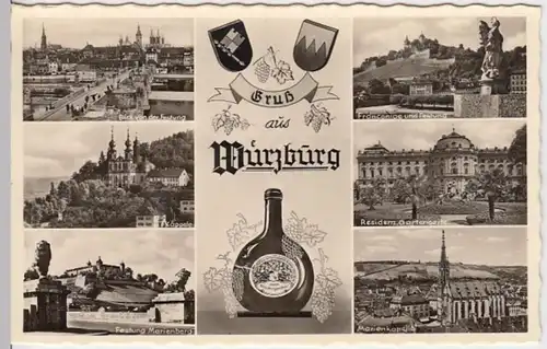 (12092) Foto AK Würzburg, Mehrbildkarte, nach 1945
