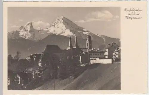 (12083) Foto AK Berchtesgaden, Ortsansicht, Watzmann, vor 1945