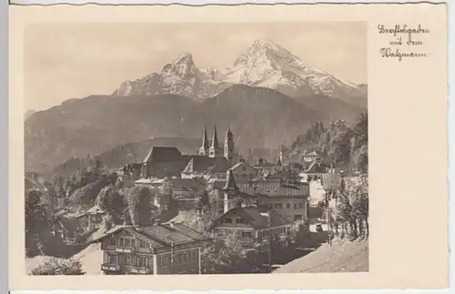 (12082) Foto AK Berchtesgaden, Ortsansicht, Watzmann, vor 1945