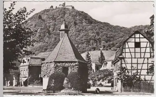 (12070) Foto AK Rhöndorf, Bad Honnef, Kapelle, Drachenfels, nach 1945