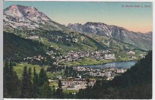 (12033) AK St. Moritz, Bad, Dorf, Panorama 1929