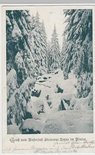 (12000) AK Gruß von der Steinernen Renne, Harz, Wasserfall 1902