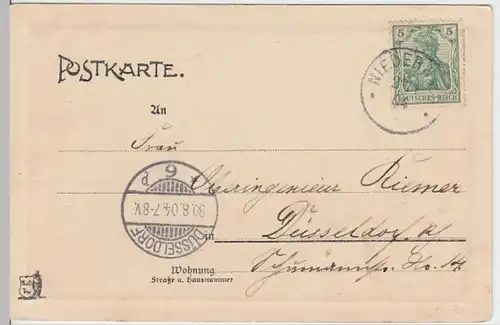 (11968) AK Rüdesheim am Rhein, Nationaldenkmal, Abschied 1904