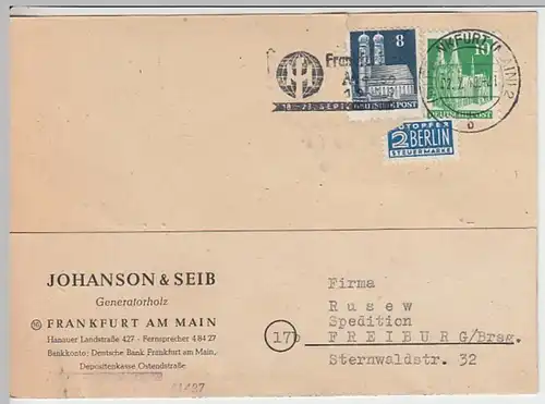 (11935) Postkarte DBP 1949 v. Johanson & Seib, Frankfurt a.M.