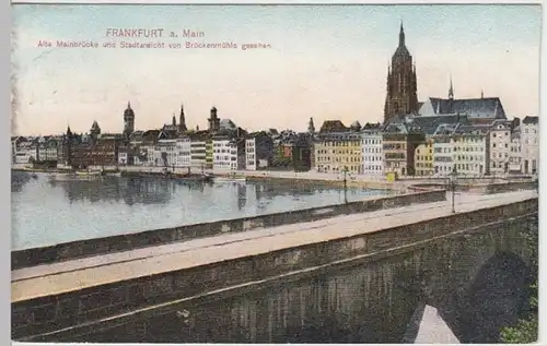 (11658) AK Frankfurt am Main, alte Mainbrücke 1909