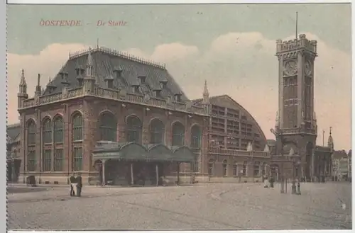 (11644) AK Ostende, Oostende, Bahnhof, vor 1945