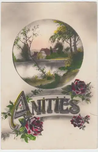 (11362) AK Freundschaften, Amities, Bauernhaus am Teich 1930