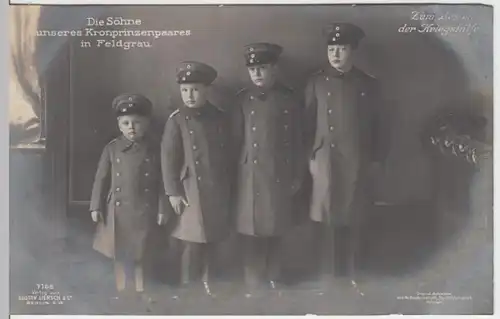 (11286) AK Söhne d. Kronprinzenpaares in Feldgrau, Kriegshilfe 1910er