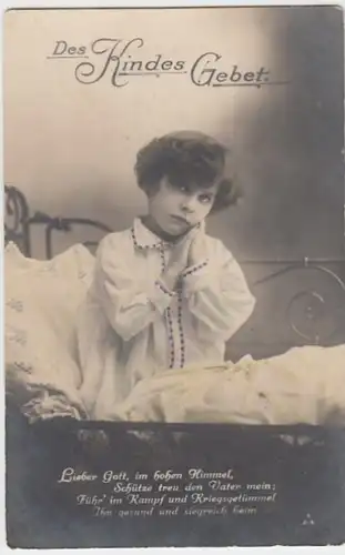 (11238) AK Mädchen im Bett betet für Vater Soldat 1916