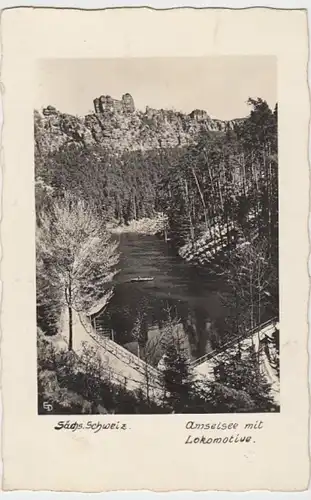 (11228) AK Amselsee mit Lokomotive, Sächsische Schweiz 1940er