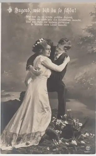 (11207) AK Liebespaar >O Jugend, wie bist du so schön!< 1910er
